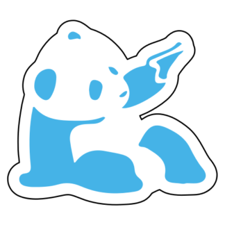 Panda Holding Gun Sticker (Baby Blue)
